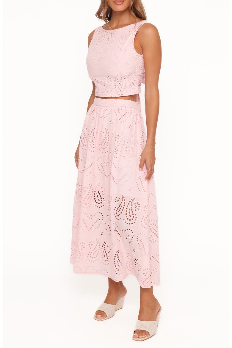 Isabelle Cotton Bow Back Top & Maxi Skirt Set, Alternate, color, PINK
