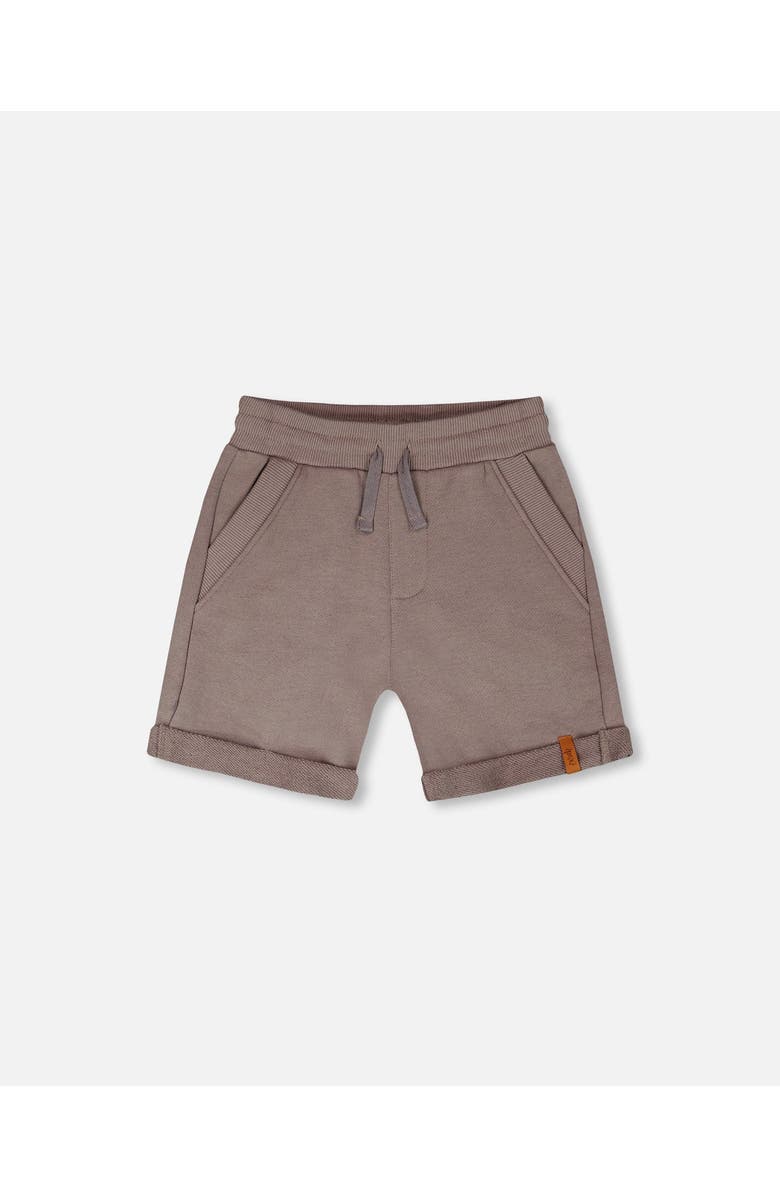 Deux par Deux Elastic Waistband Slant Pockets French Terry Shorts, Main, color, Taupe