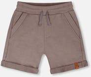 Deux par Deux Elastic Waistband Slant Pockets French Terry Shorts