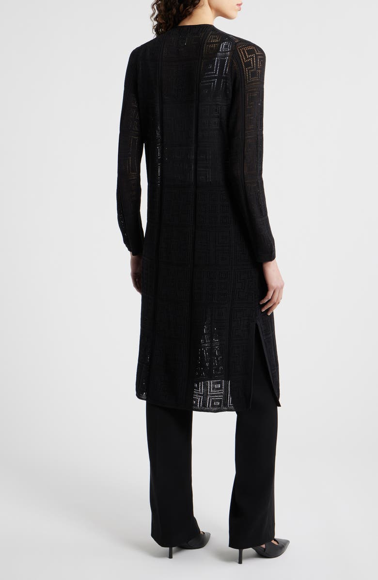 Anne Klein Open Stitch Cotton Blend Long Cardigan, Alternate, color, Anne Black