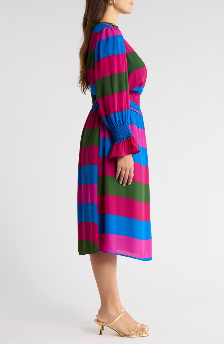 SUGARLIPS Saige Stripe Long Sleeve Midi Dress, Alternate, color, Magenta-Multi