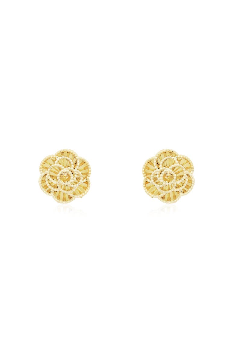 Gold Rose Stud Earrings, Alternate, color, Yellow Gold