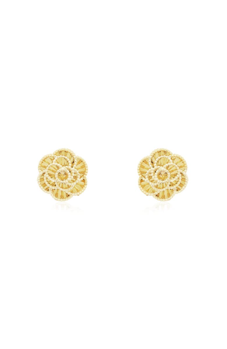 The Lovery Fine Jewelry Gold Rose Stud Earrings, Alternate, color, Yellow Gold