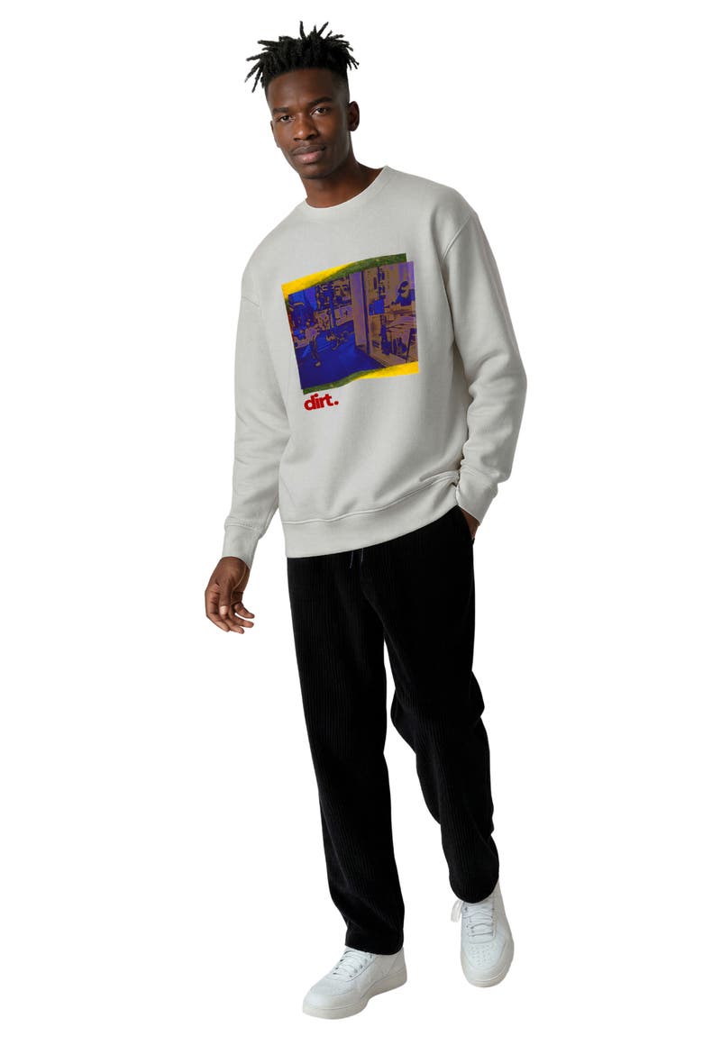 Surveillance Oversize Cotton Crewneck Sweatshirt, Alternate, color, WHITE