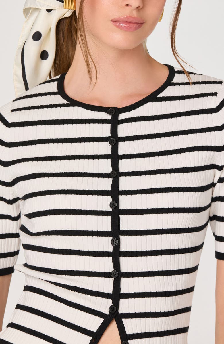 ASTR the Label Henrie Stripe Button-Up Sweater, Alternate, color, Black White