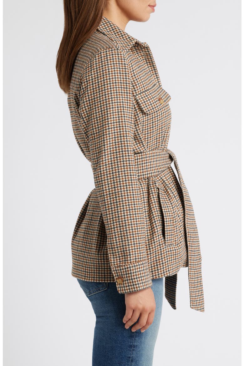 Plaid Belted Jacket, Alternate, color, TAN- BROWN CHECK