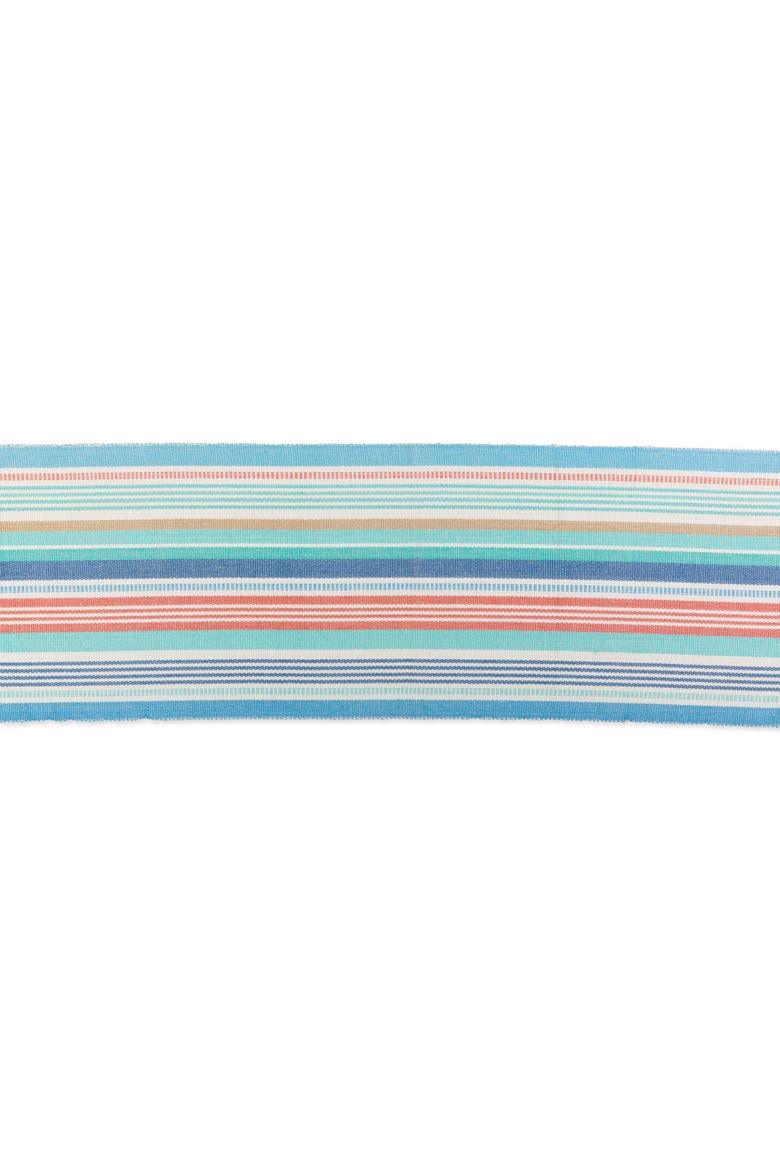 Seashore Stripe Fringed Table Runner 13X72, Alternate, color, Seashore Stripe