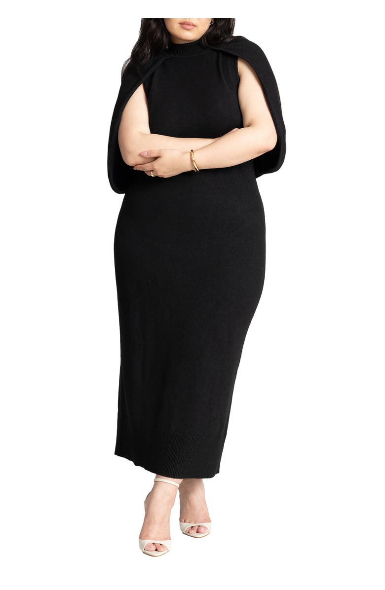 ELOQUII Sweater Cape Dress, Main, color, Black Onyx