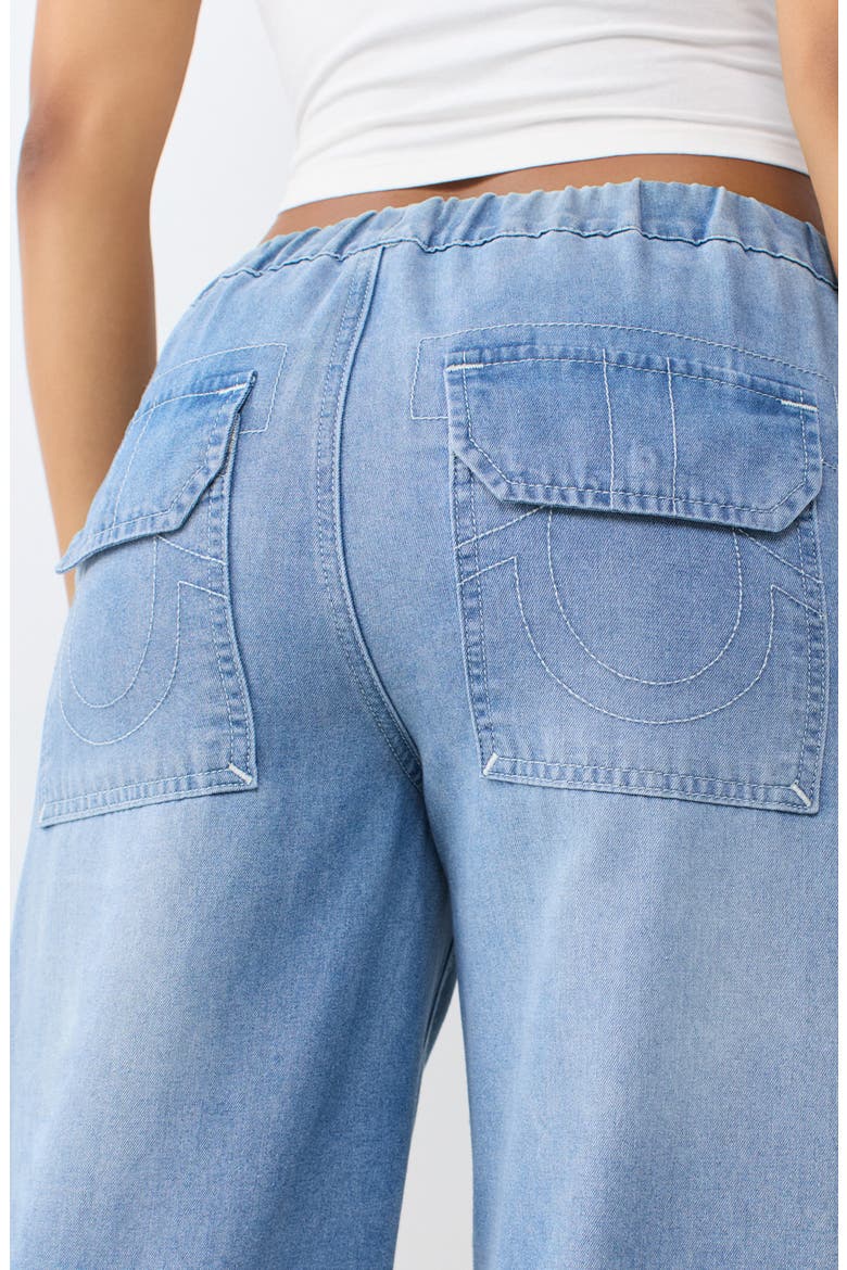 Drawcord Wide Leg Jeans, Alternate, color, LIGHT BLUE SUEDE WASH