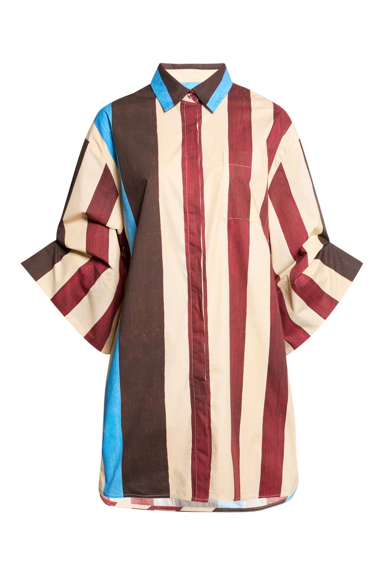 Nico Stripe Stretch Cotton Shirtdress, Alternate, color, CAFE STRIPE