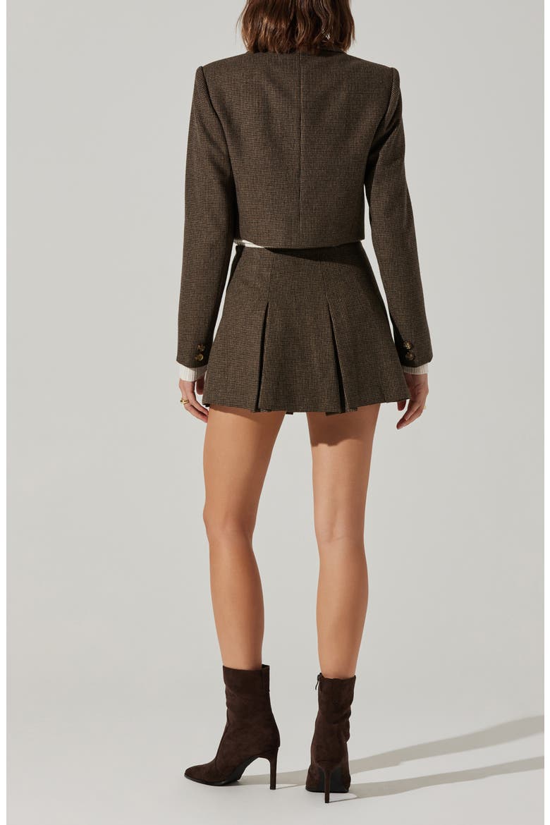 Siarah Houndstooth Pleated Miniskirt, Alternate, color, MOCHA PLAID