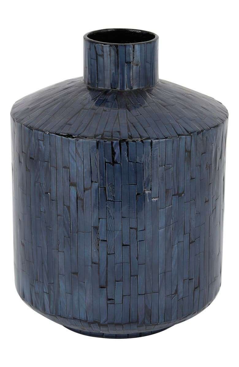 WILLOW ROW Blue Mother of Pearl Contemporary Vase, Main, color, Blue