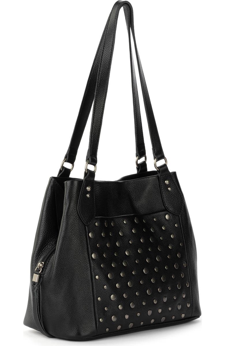 The Sak Melrose Leather Satchel, Alternate, color, Black Silver Stud