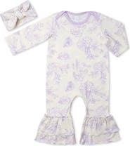Everly Grey Ruffle Romper & Head Wrap Set
