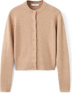 MANGO Covered Button Crewneck Cardigan
