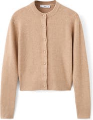 MANGO Covered Button Crewneck Cardigan