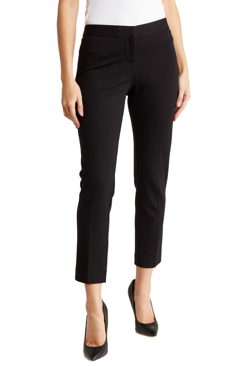 Amanda + Chelsea Alex Ponte Knit Trousers, Main, color, BLACK