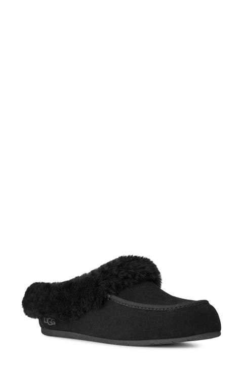 Ansley Genuine Shearling Trim Suede Mule (Women)
