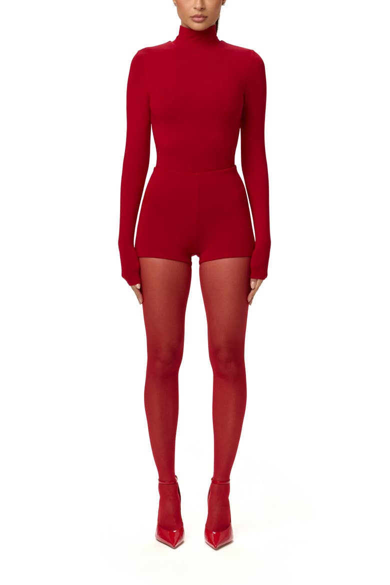 Butter Scoop Waist Hot Shorts, Alternate, color, RUBY RED