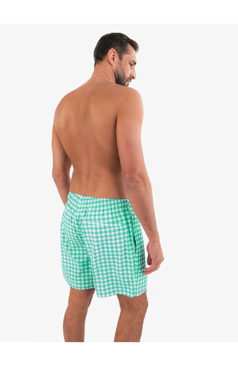 RuggedButts UPF50+ Sun Protected Men's Stretch Swim Trunks, Alternate, color, Spring Bud Gingham