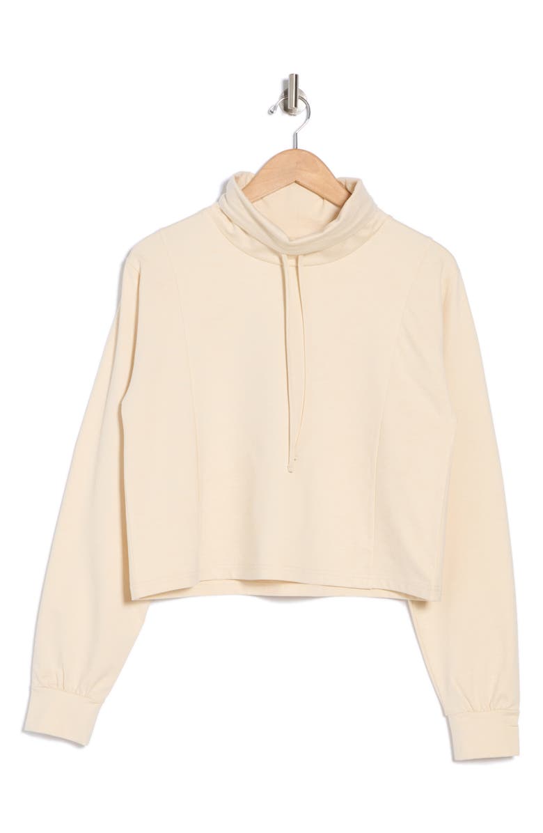 X by Gottex Funnel Neck Heather Top, Alternate, color, Cream