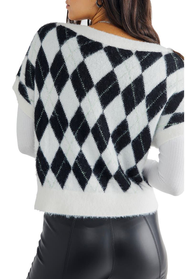 Through the Motions Short Sleeve Sweater, Alternate, color, CREAM ONYX COMBO