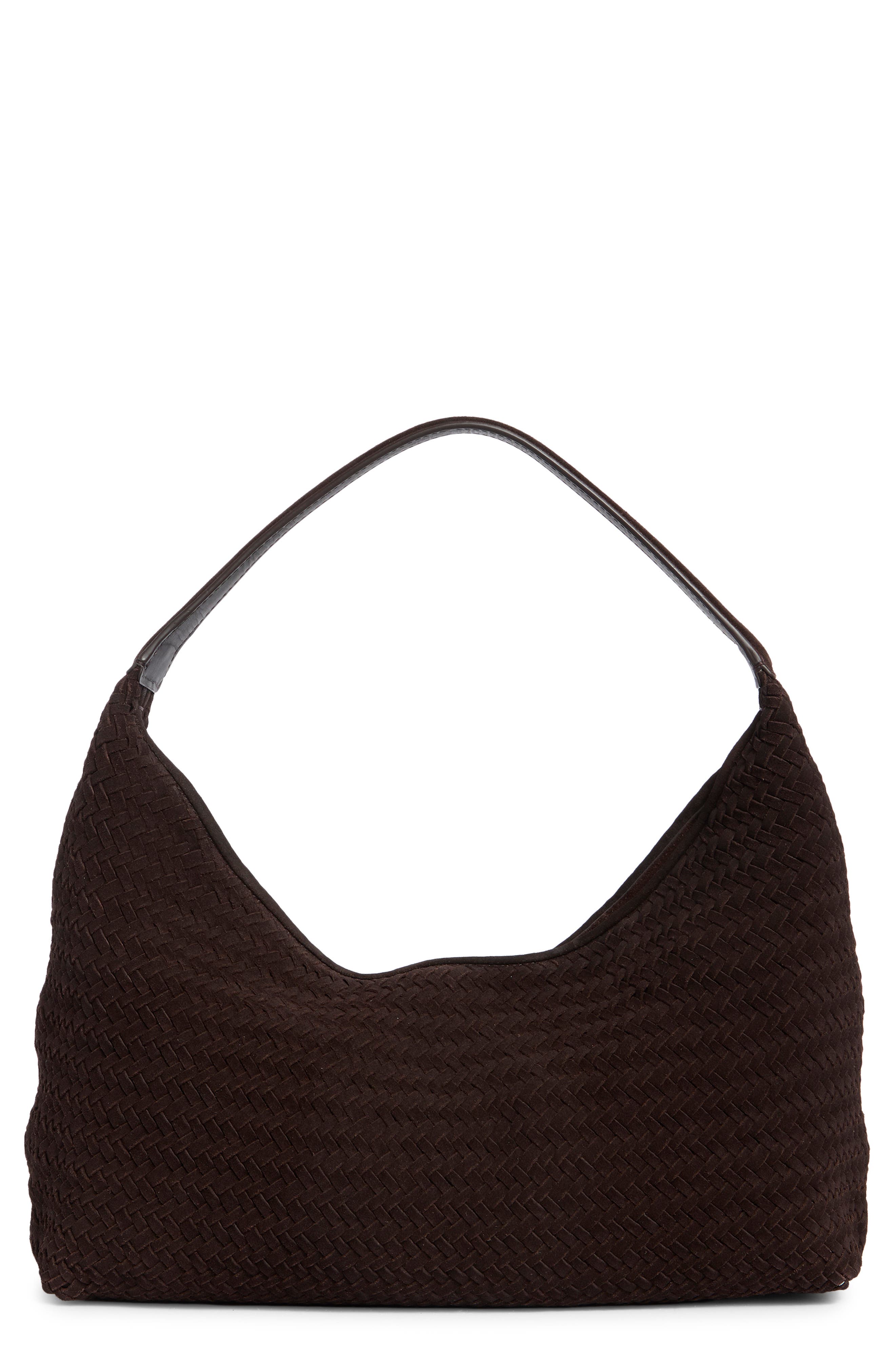 Madewell The Mylie Woven Suede Shoulder Bag, Main, color, Dark Carob