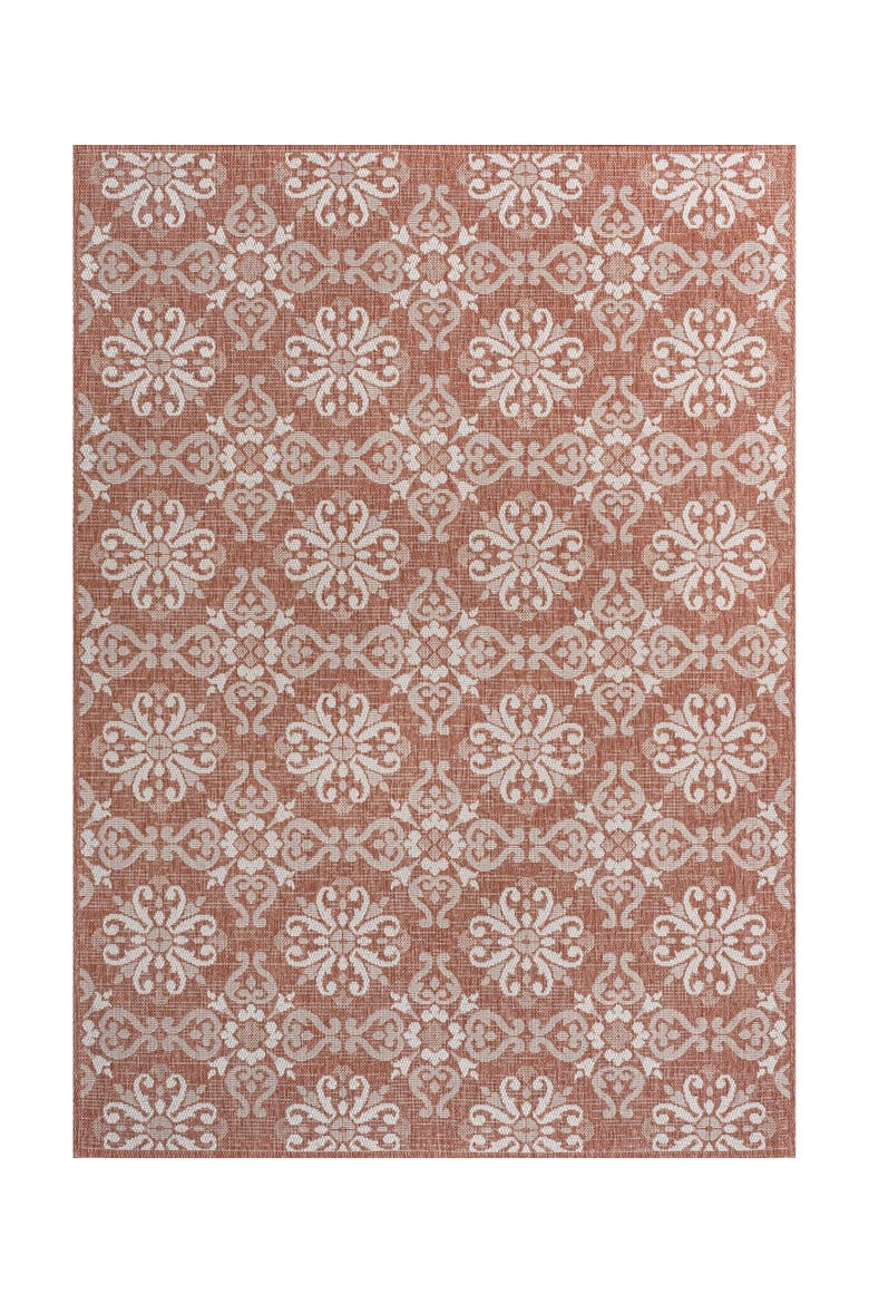 Amora Traditional Mediterranean Tile Design Indoor/Outdoor Area Rug, Alternate, color, Salmon/Cream