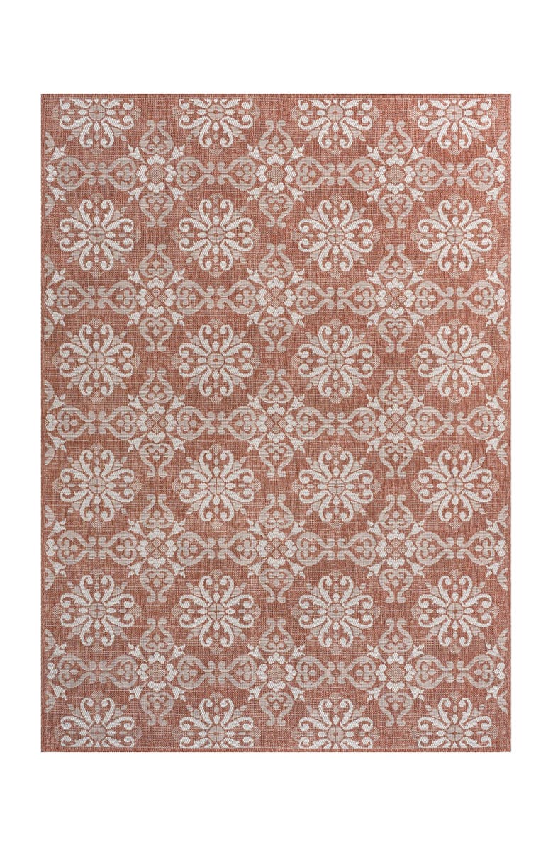 JONATHAN Y Amora Traditional Mediterranean Tile Design Indoor/Outdoor Area Rug, Alternate, color, Salmon/Cream