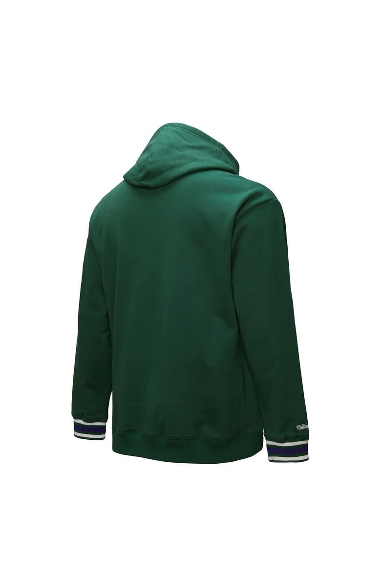 Mitchell & Ness Men's Mitchell & Ness Hunter Green Milwaukee Bucks Hardwood Classics Chainstitch Vintage Heavyweight Pullover Hoodie, Alternate, color, Hunter Green