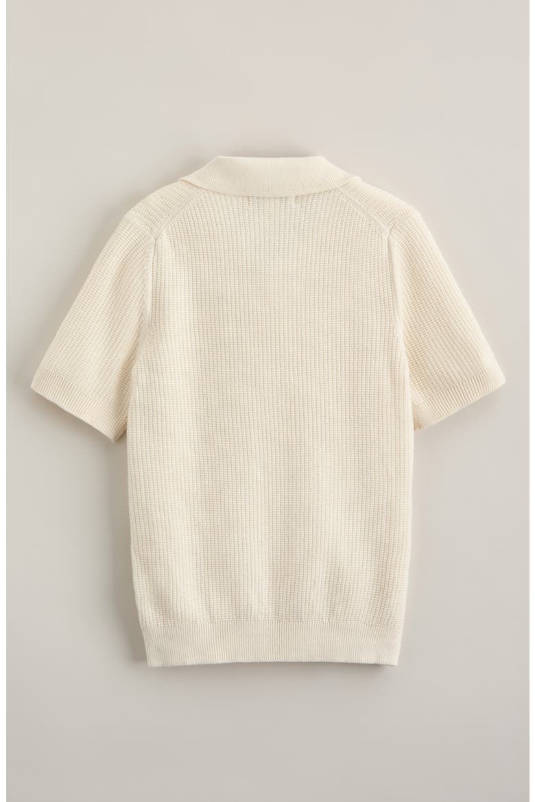 Kids' Waffle Stitch Johnny Collar Polo Sweater, Alternate, color, IVORY EGRET