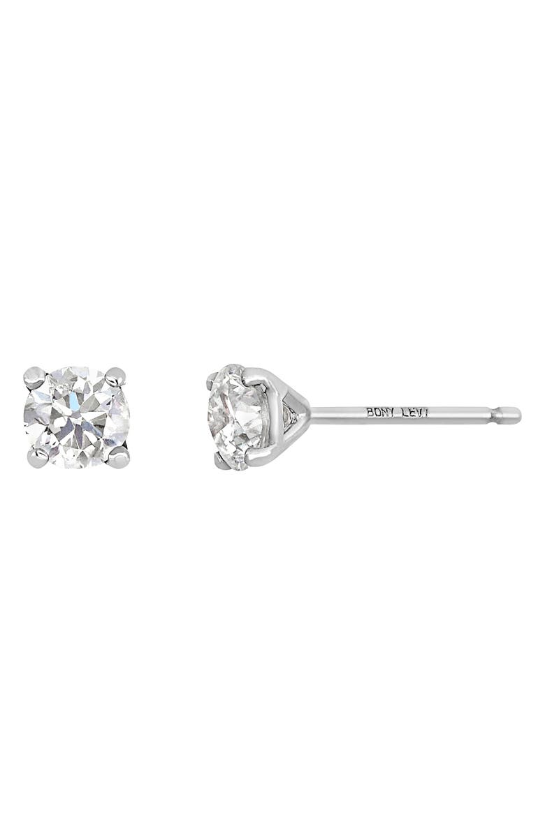 Bony Levy 14K Gold Prong Diamond Stud Earrings - 1.00 ctw., Main, color, 14K White Gold