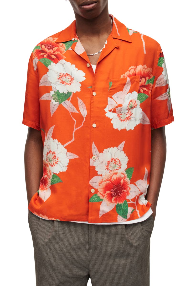 AllSaints Alamein Short Sleeve Button-Up Camp Shirt | Nordstrom