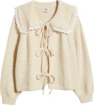 BDG Urban Outfitters Lace Trim Tie Front Cardigan