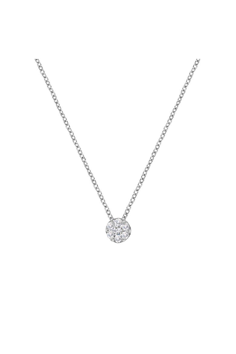 14K White Gold 1/4 Cttw Diamond 7 Stone Floral Cluster Pendant Necklace, Alternate, color, White