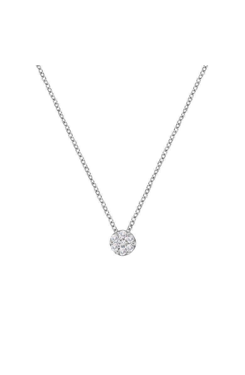 Haus of Brilliance 14K White Gold 1/4 Cttw Diamond 7 Stone Floral Cluster Pendant Necklace, Alternate, color, White