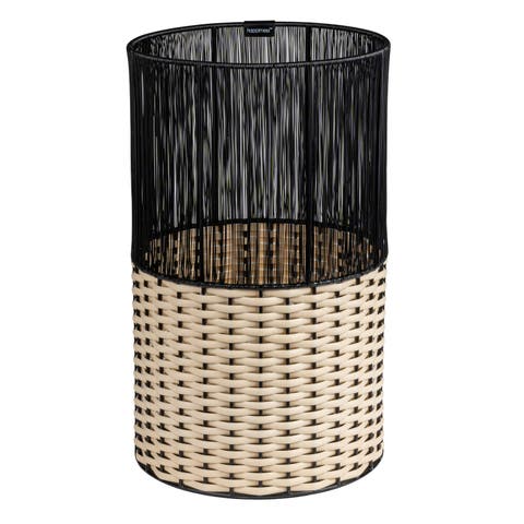 Harper Modern 2-Tone Faux Wicker Cylinder Waste Basket