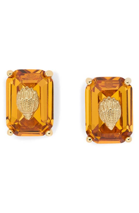 Eagle's Head Emerald Cut Crystal Stud Earrings