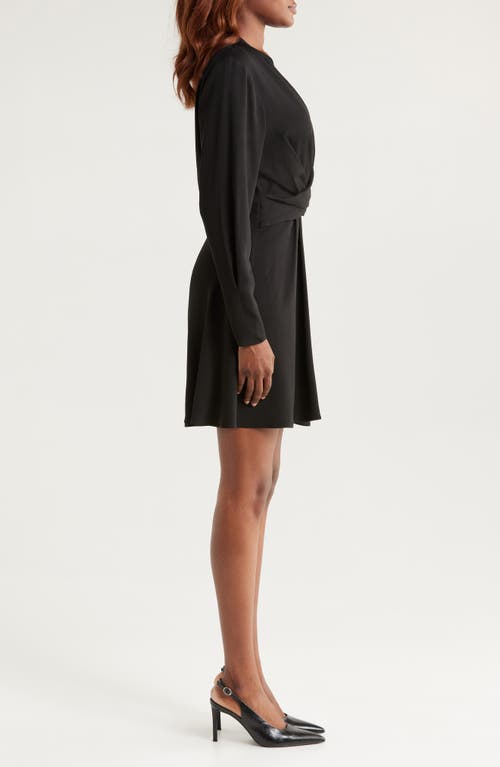 Hugo Boss Boss Dimkai Long Sleeve Faux Wrap Dress In Black