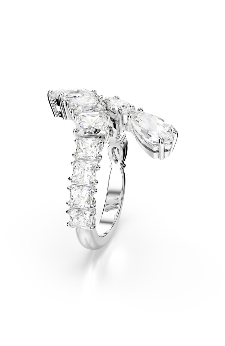 Swarovski Matrix Bypass Ring, Alternate, color, Silver/ White