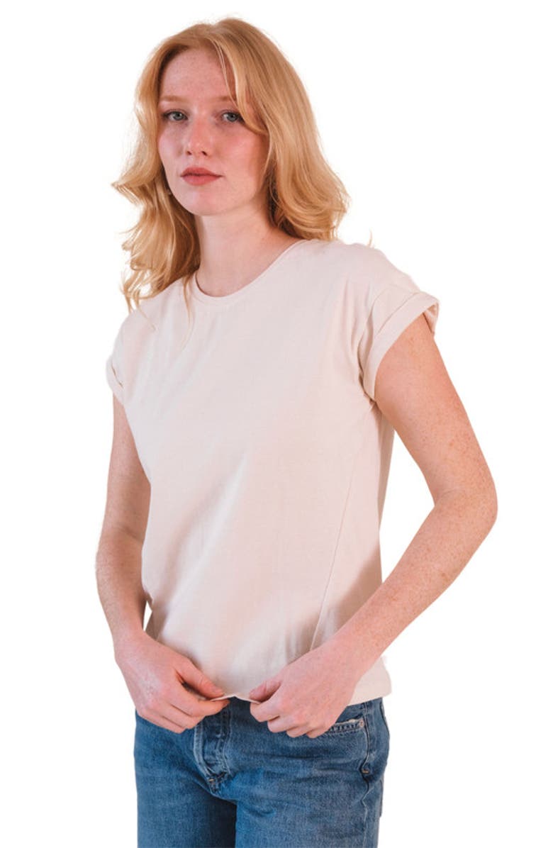 POPLINEN Plus Jane Cuffed Hemp Tee, Main, color, Natural
