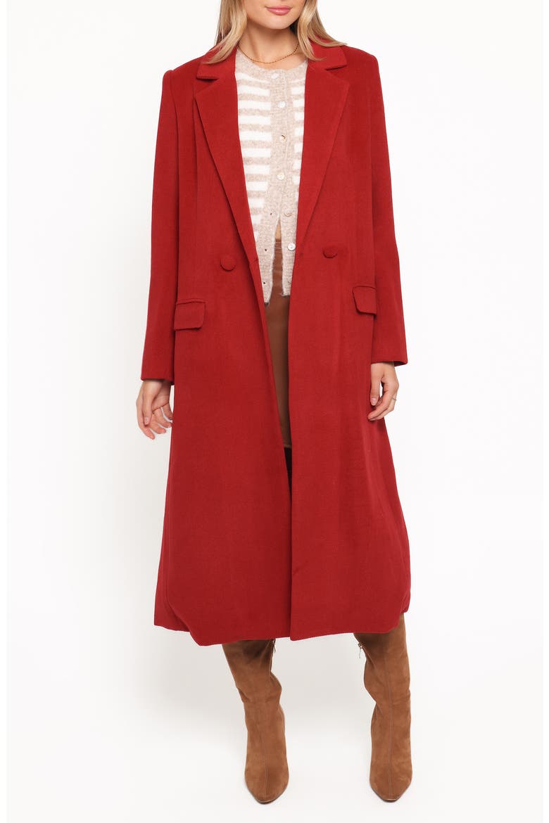 Jett Long Double Breasted Coat, Main, color, RED