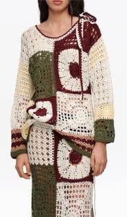Bimba y Lola Straight Multicolored Crochet Sweater