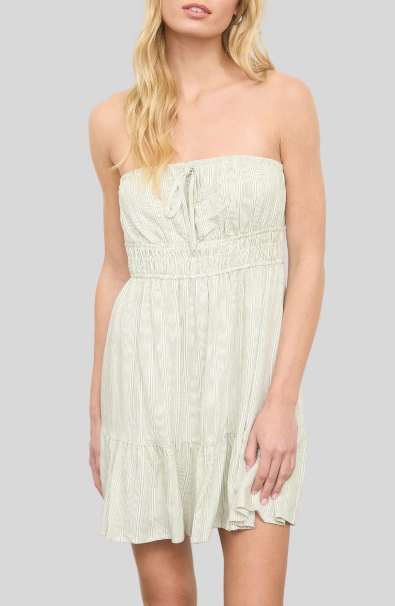 Stripe Ruffled Hem Strapless Dress - image 3