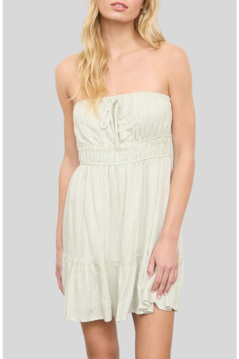 Stripe Ruffled Hem Strapless Dress, Main, color, OLIVE