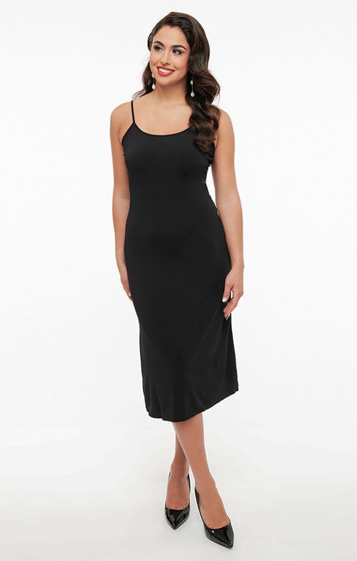 Unique Vintage Midi Length Black Stretch Slip In Black