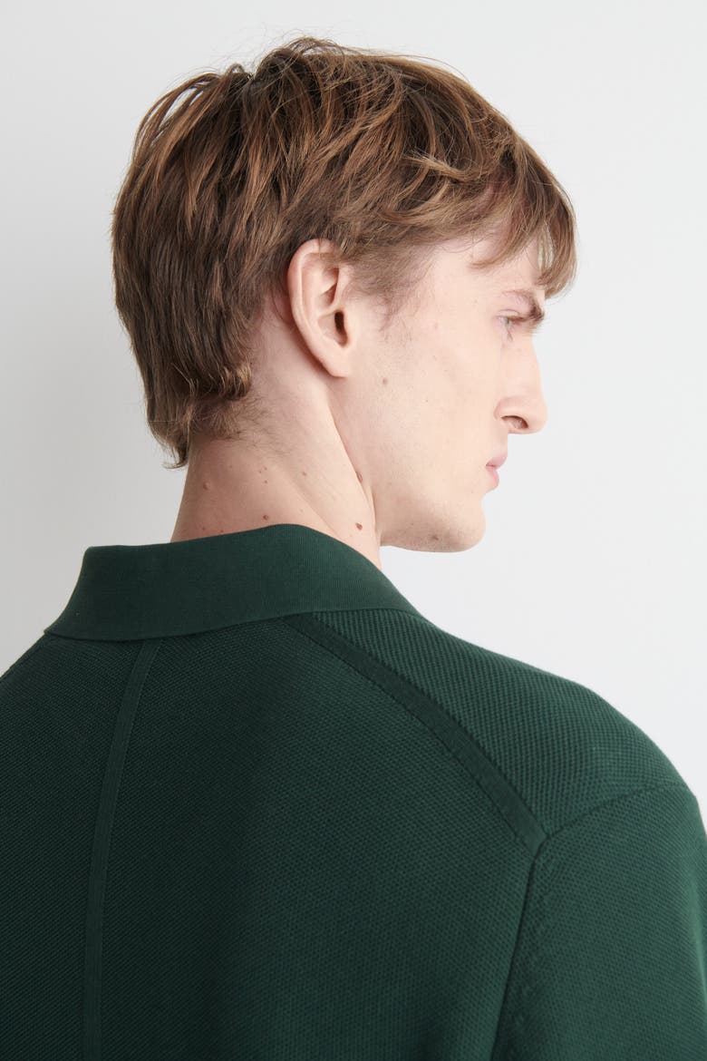 Honeycomb-knit Polo Shirt, Alternate, color, DARK GREEN