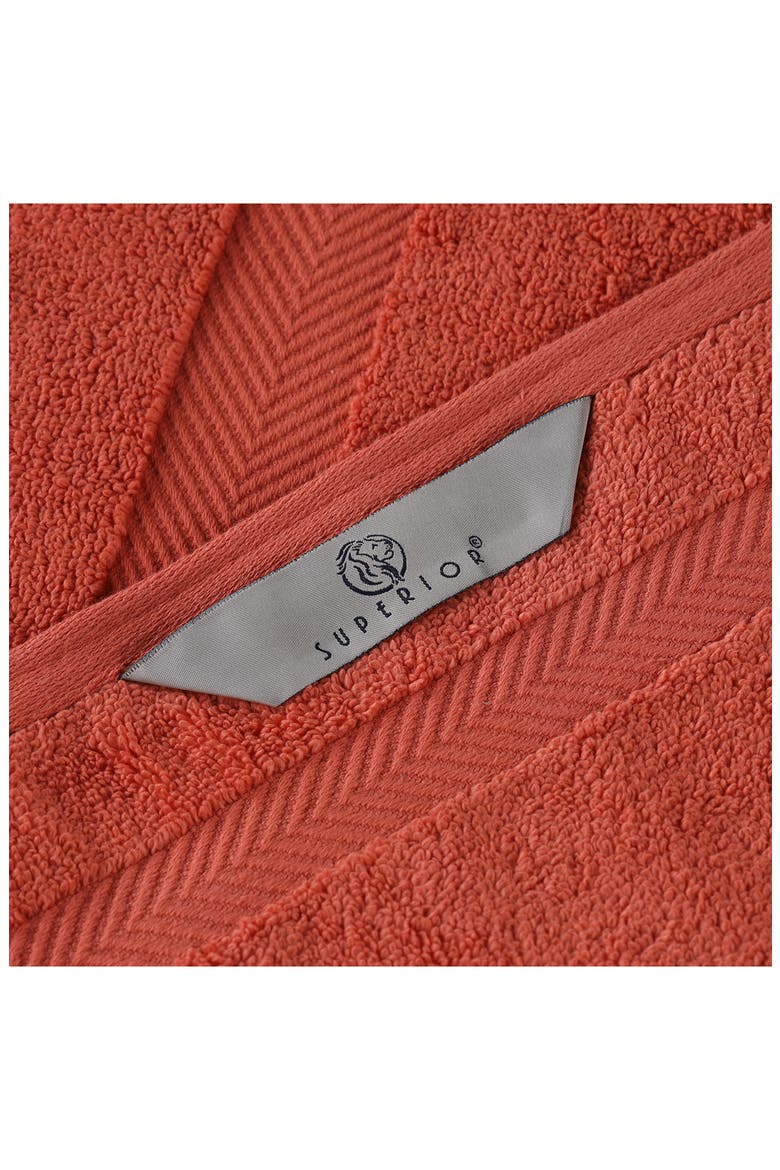 Chevron 3-Piece Zero Twist Cotton Bath Towel Set, Alternate, color, BRICK