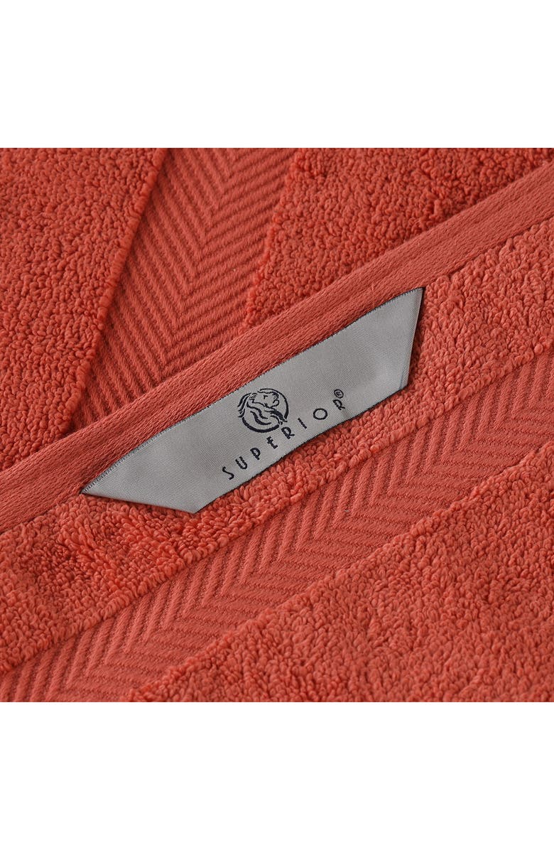 Superior Chevron 3-Piece Zero Twist Cotton Bath Towel Set, Alternate, color, Brick