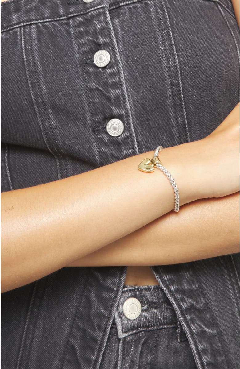 UNODE50 Sterling Silver Plated Chain Bracelet With 18K Gold Heart Detail, Alternate, color, Silver And Gold